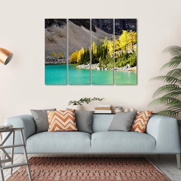 Lake Agnes In Autumn Canvas Wall Art-4 Horizontal-Gallery Wrap-34" x 24"-Tiaracle
