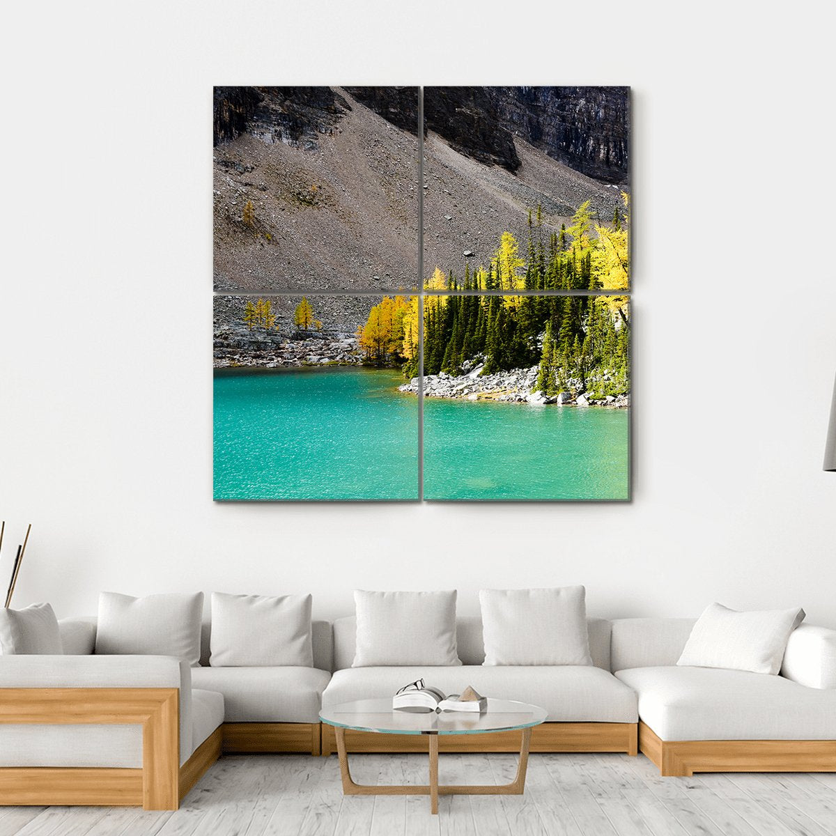 Lake Agnes In Autumn Canvas Wall Art-4 Square-Gallery Wrap-17" x 17"-Tiaracle