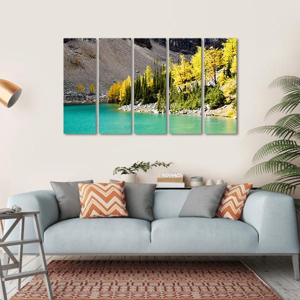 Lake Agnes In Autumn Canvas Wall Art-5 Horizontal-Gallery Wrap-22" x 12"-Tiaracle