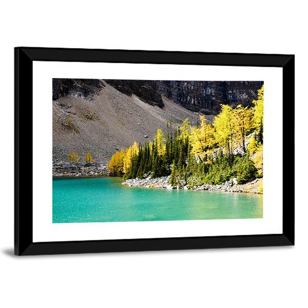 Lake Agnes In Autumn Canvas Wall Art-5 Horizontal-Gallery Wrap-22" x 12"-Tiaracle