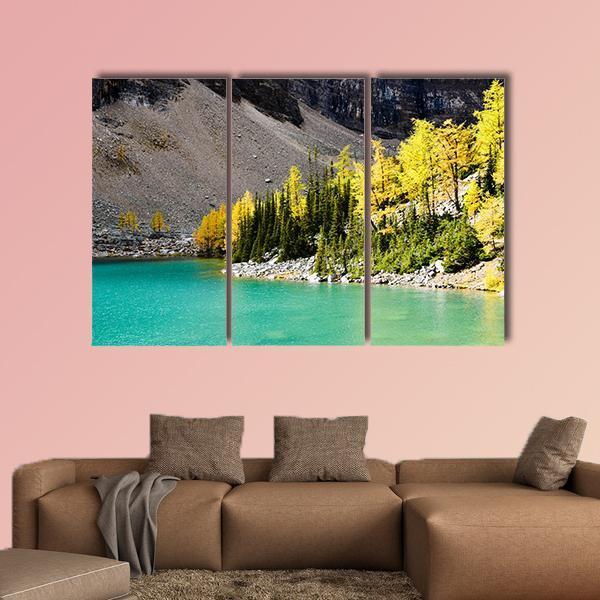 Lake Agnes In Autumn Canvas Wall Art-5 Pop-Gallery Wrap-47" x 32"-Tiaracle