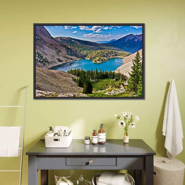 Lake Agnes In Colorado Canvas Wall Art-1 Piece-Floating Frame-36" x 24"-Tiaracle