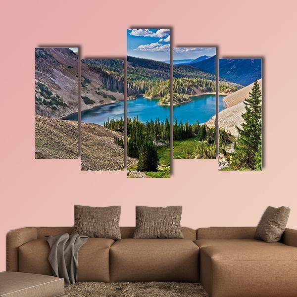 Lake Agnes In Colorado Canvas Wall Art-5 Pop-Gallery Wrap-47" x 32"-Tiaracle