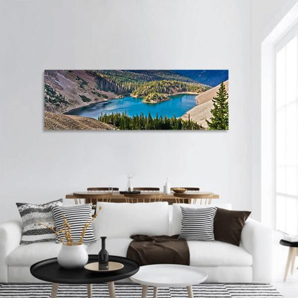 Lake Agnes In Colorado Panoramic Canvas Wall Art-1 Piece-36" x 12"-Tiaracle