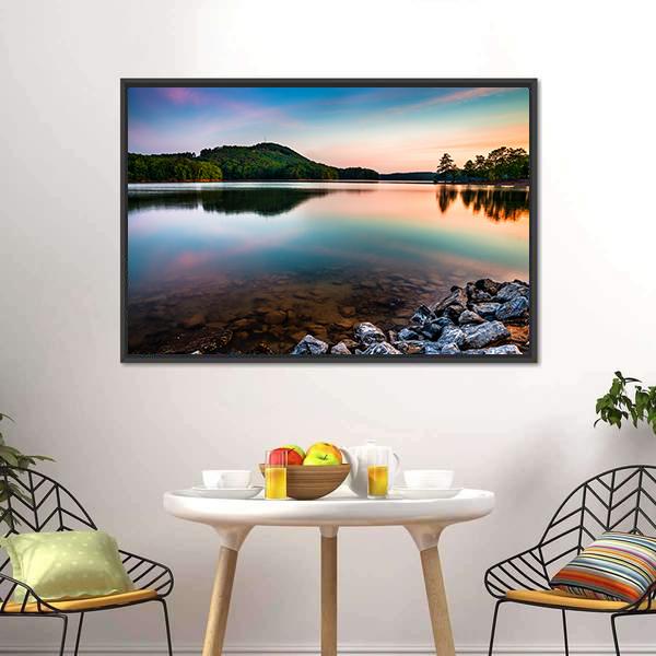 Lake Allatoona At Sunrise Canvas Wall Art-5 Horizontal-Gallery Wrap-22" x 12"-Tiaracle