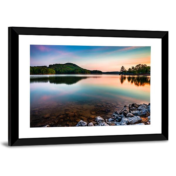 Lake Allatoona At Sunrise Canvas Wall Art-5 Horizontal-Gallery Wrap-22" x 12"-Tiaracle