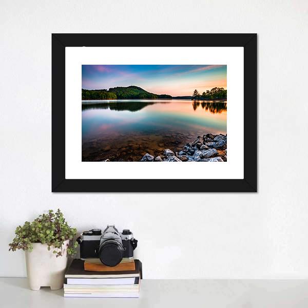 Lake Allatoona At Sunrise Canvas Wall Art-1 Piece-Framed Print-20" x 16"-Tiaracle