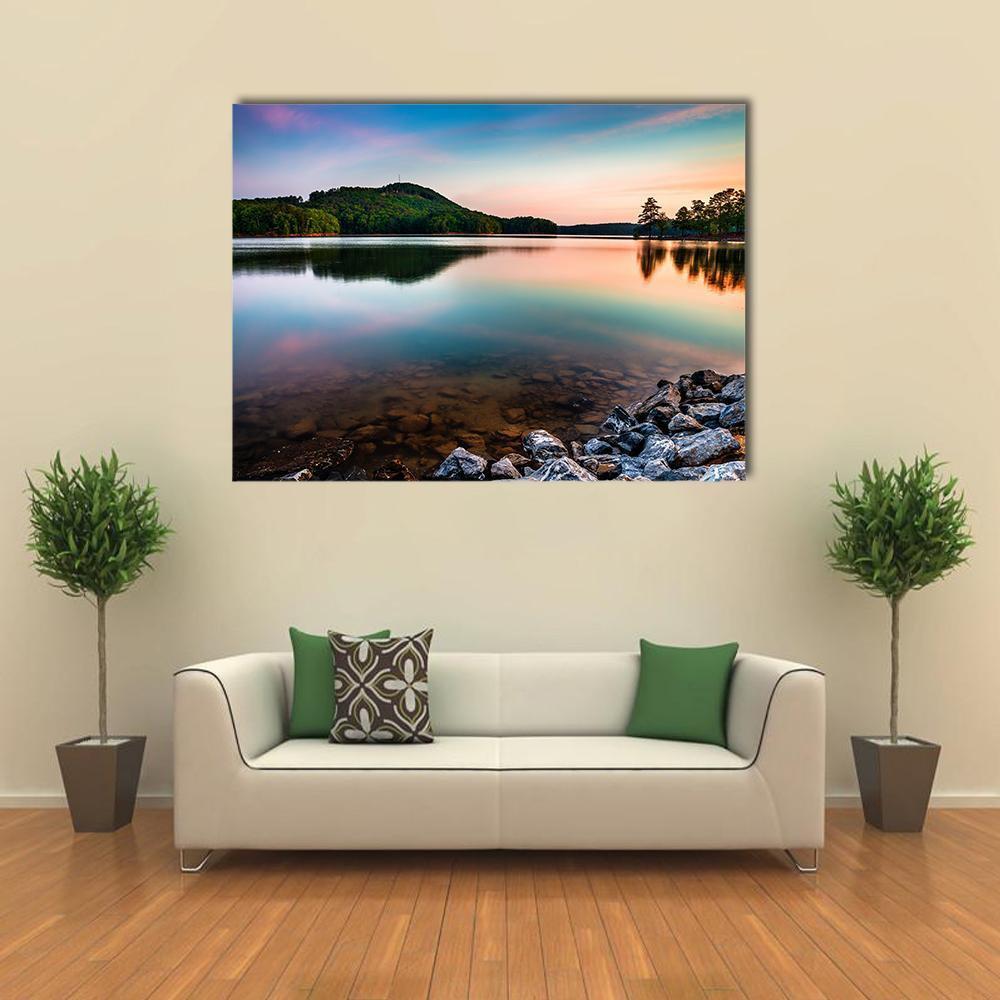 Lake Allatoona At Sunrise Canvas Wall Art-4 Horizontal-Gallery Wrap-34" x 24"-Tiaracle