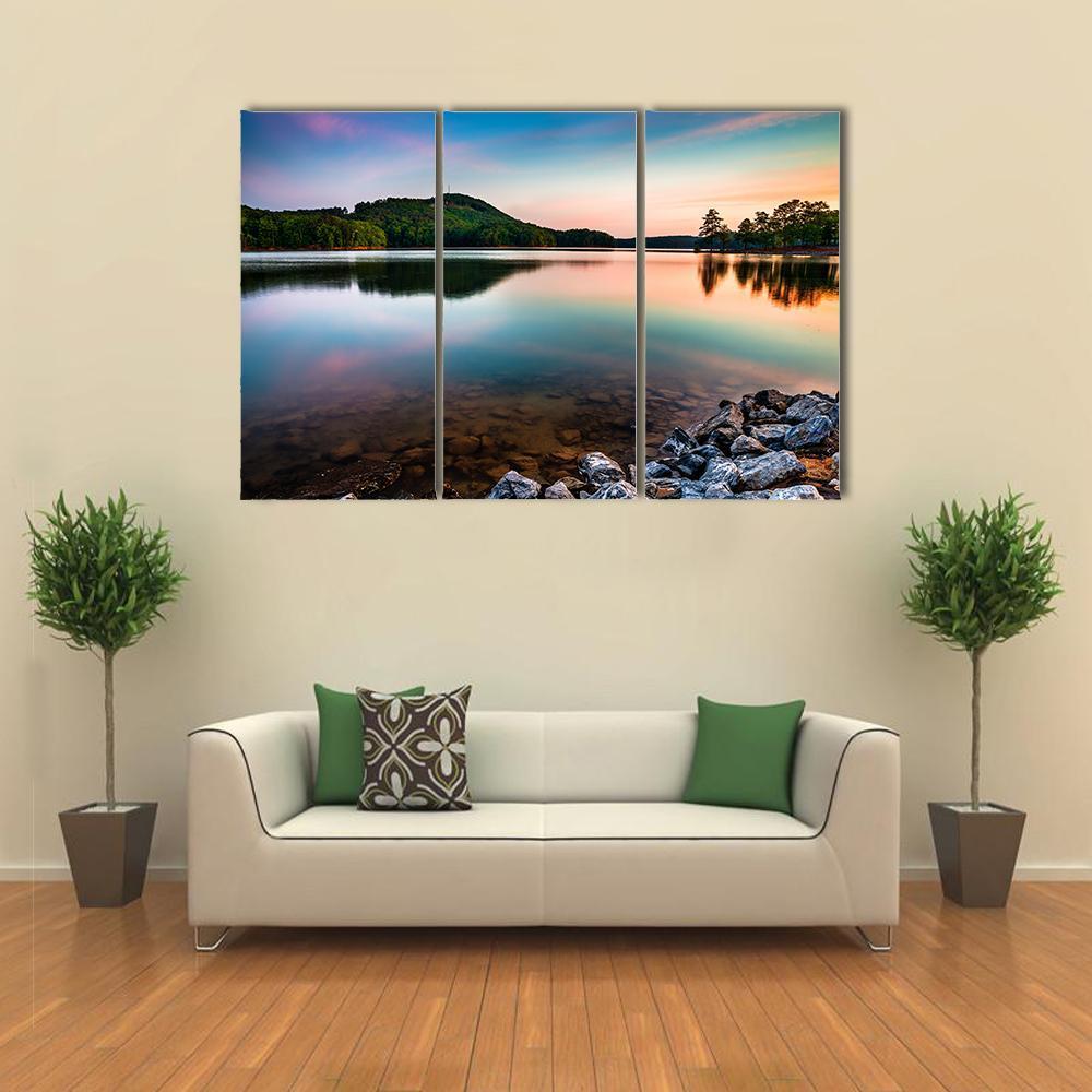 Lake Allatoona At Sunrise Canvas Wall Art-3 Horizontal-Gallery Wrap-37" x 24"-Tiaracle