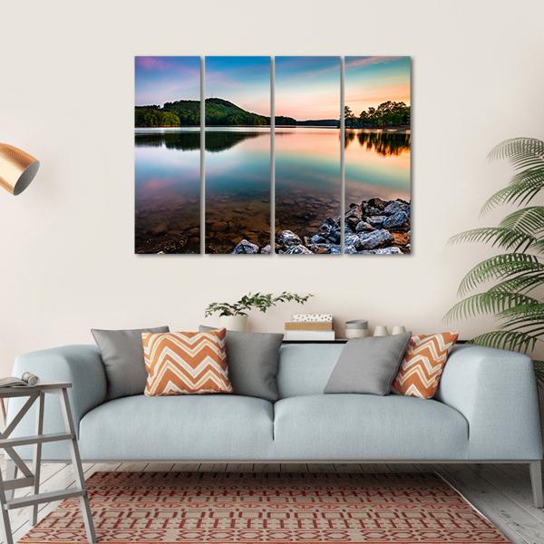 Lake Allatoona At Sunrise Canvas Wall Art-4 Horizontal-Gallery Wrap-34" x 24"-Tiaracle
