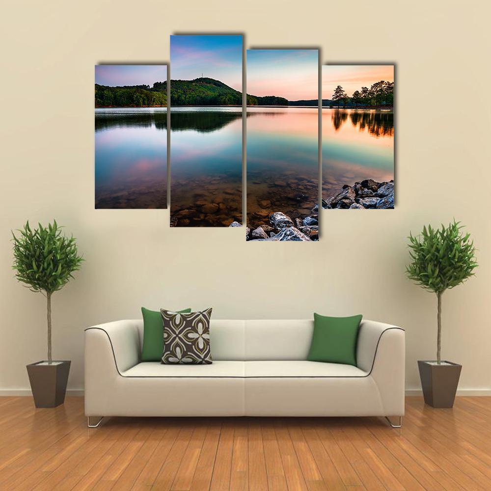 Lake Allatoona At Sunrise Canvas Wall Art-4 Pop-Gallery Wrap-50" x 32"-Tiaracle