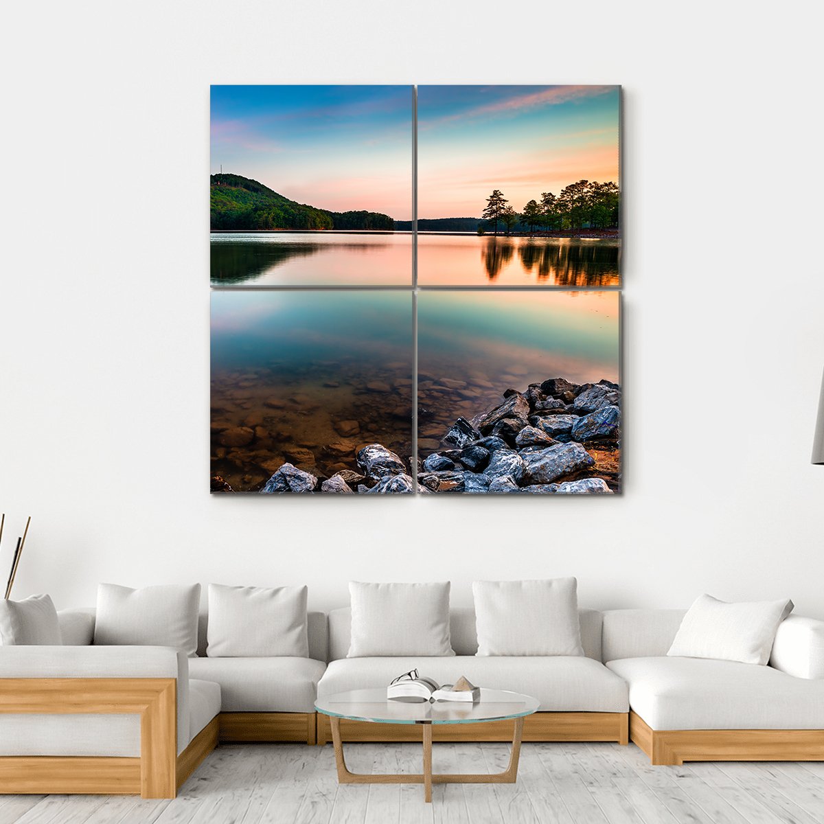 Lake Allatoona At Sunrise Canvas Wall Art-4 Square-Gallery Wrap-17" x 17"-Tiaracle