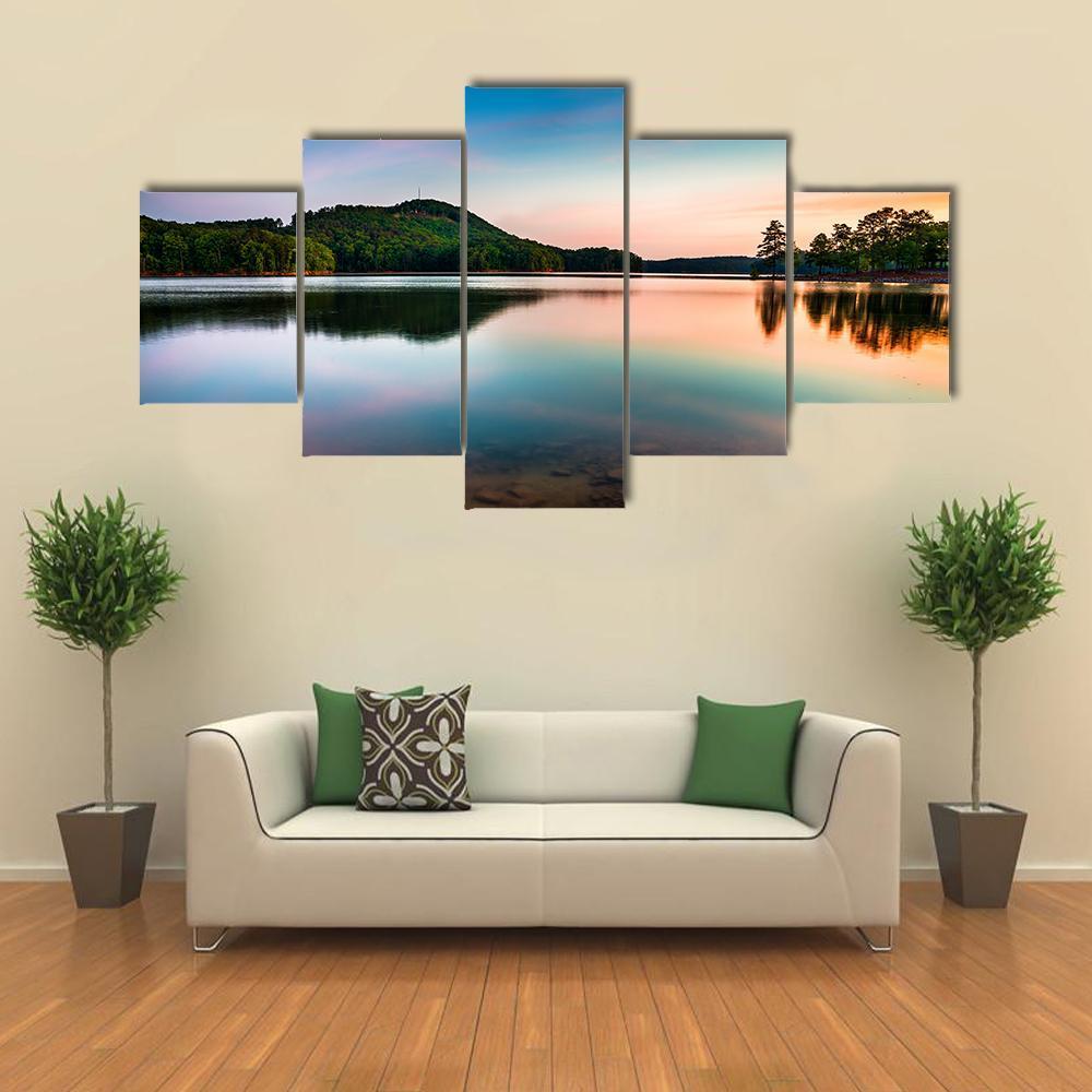 Lake Allatoona At Sunrise Canvas Wall Art-5 Star-Gallery Wrap-62" x 32"-Tiaracle