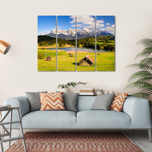 Lake & Alps Mountains Bavaria Canvas Wall Art-4 Horizontal-Gallery Wrap-34" x 24"-Tiaracle