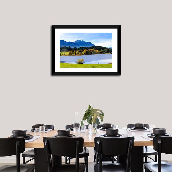 Lake &amp; Alps Mountains Canvas Wall Art-1 Piece-Framed Print-30" x 20"-Tiaracle