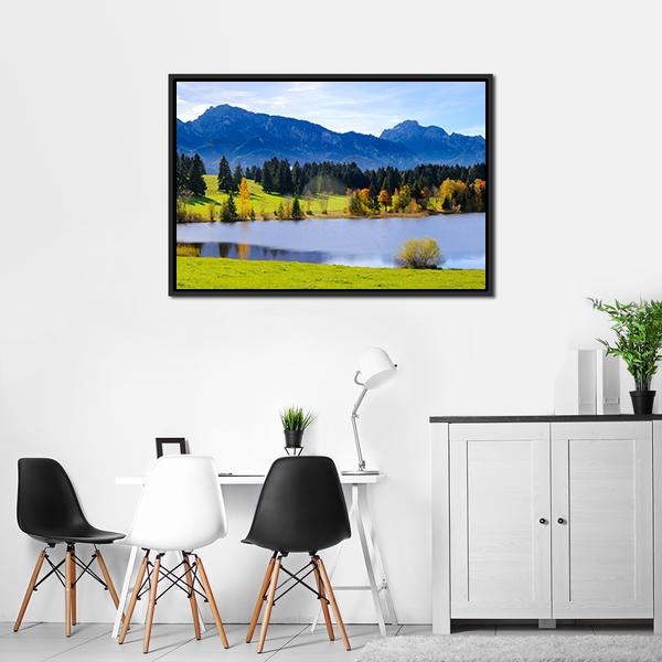 Lake &amp; Alps Mountains Canvas Wall Art-5 Horizontal-Gallery Wrap-22" x 12"-Tiaracle