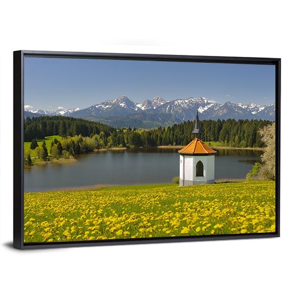 Lake & Alps Mountains In Spring Canvas Wall Art-3 Horizontal-Gallery Wrap-25" x 16"-Tiaracle