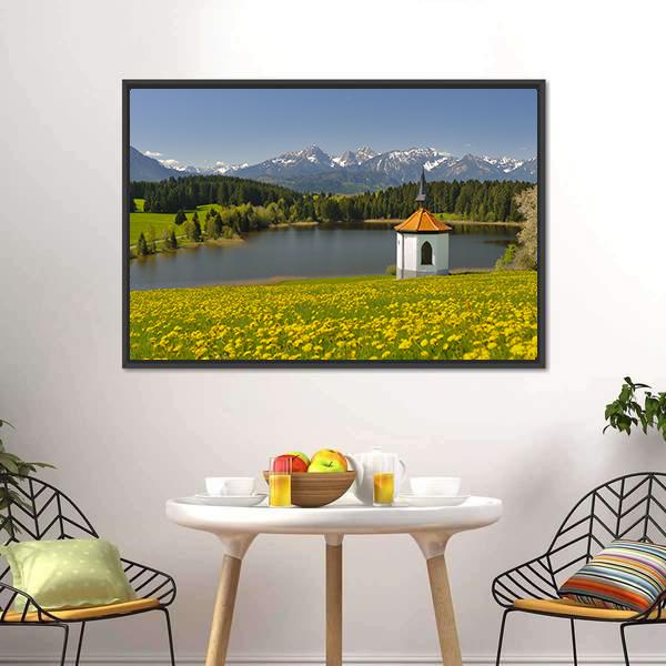 Lake & Alps Mountains In Spring Canvas Wall Art-5 Horizontal-Gallery Wrap-22" x 12"-Tiaracle