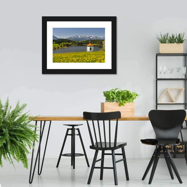 Lake &amp; Alps Mountains In Spring Canvas Wall Art-5 Horizontal-Gallery Wrap-22" x 12"-Tiaracle