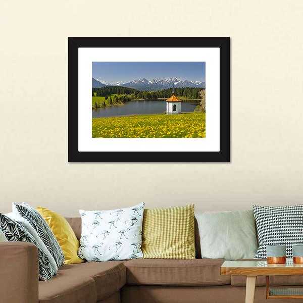 Lake &amp; Alps Mountains In Spring Canvas Wall Art-5 Horizontal-Gallery Wrap-22" x 12"-Tiaracle