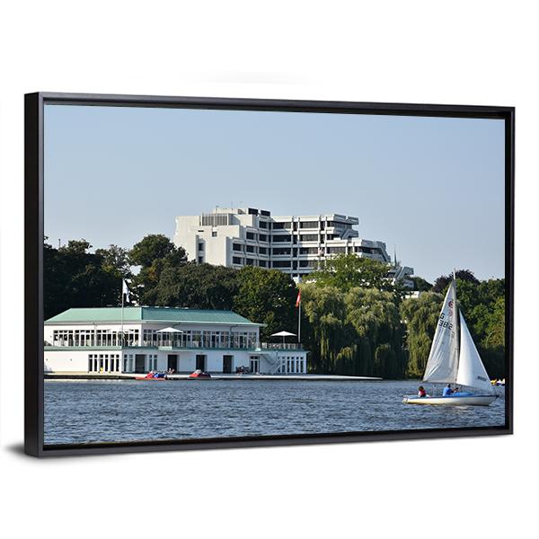 Lake Alster In Hamburg Canvas Wall Art-3 Horizontal-Gallery Wrap-25" x 16"-Tiaracle