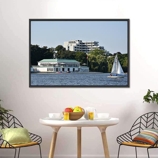 Lake Alster In Hamburg Canvas Wall Art-3 Horizontal-Gallery Wrap-25" x 16"-Tiaracle