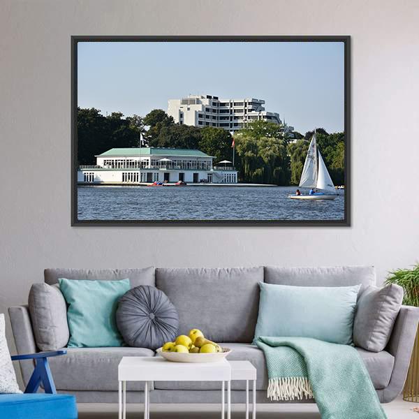 Lake Alster In Hamburg Canvas Wall Art-3 Horizontal-Gallery Wrap-25" x 16"-Tiaracle