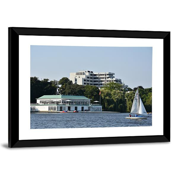 Lake Alster In Hamburg Canvas Wall Art-3 Horizontal-Gallery Wrap-25" x 16"-Tiaracle