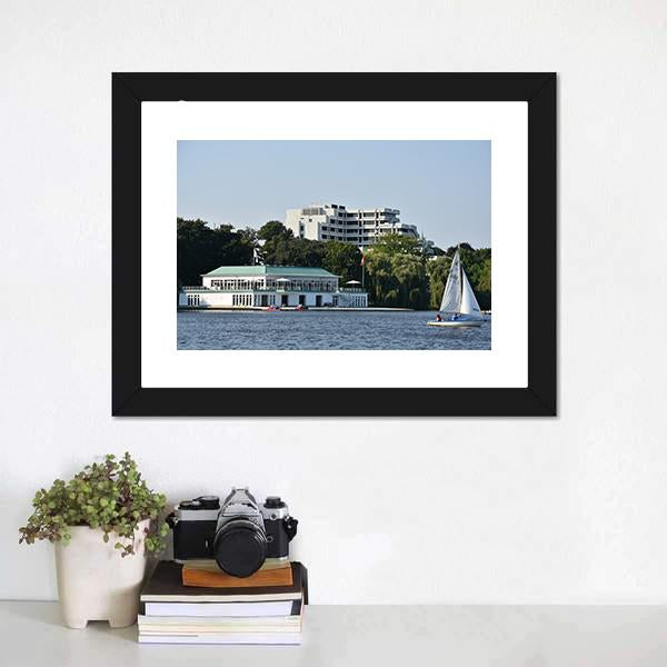 Lake Alster In Hamburg Canvas Wall Art-1 Piece-Framed Print-20" x 16"-Tiaracle