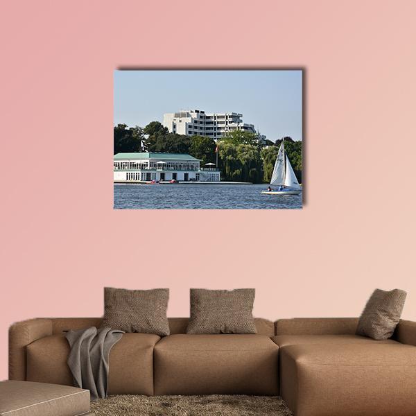 Lake Alster In Hamburg Canvas Wall Art-1 Piece-Gallery Wrap-48" x 32"-Tiaracle