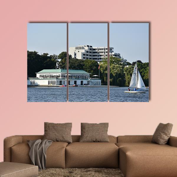 Lake Alster In Hamburg Canvas Wall Art-5 Pop-Gallery Wrap-47" x 32"-Tiaracle