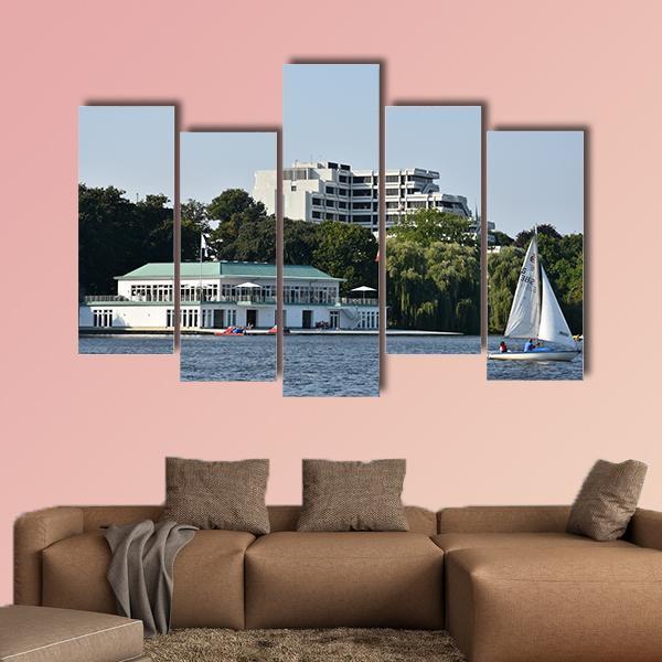 Lake Alster In Hamburg Canvas Wall Art-5 Pop-Gallery Wrap-47" x 32"-Tiaracle
