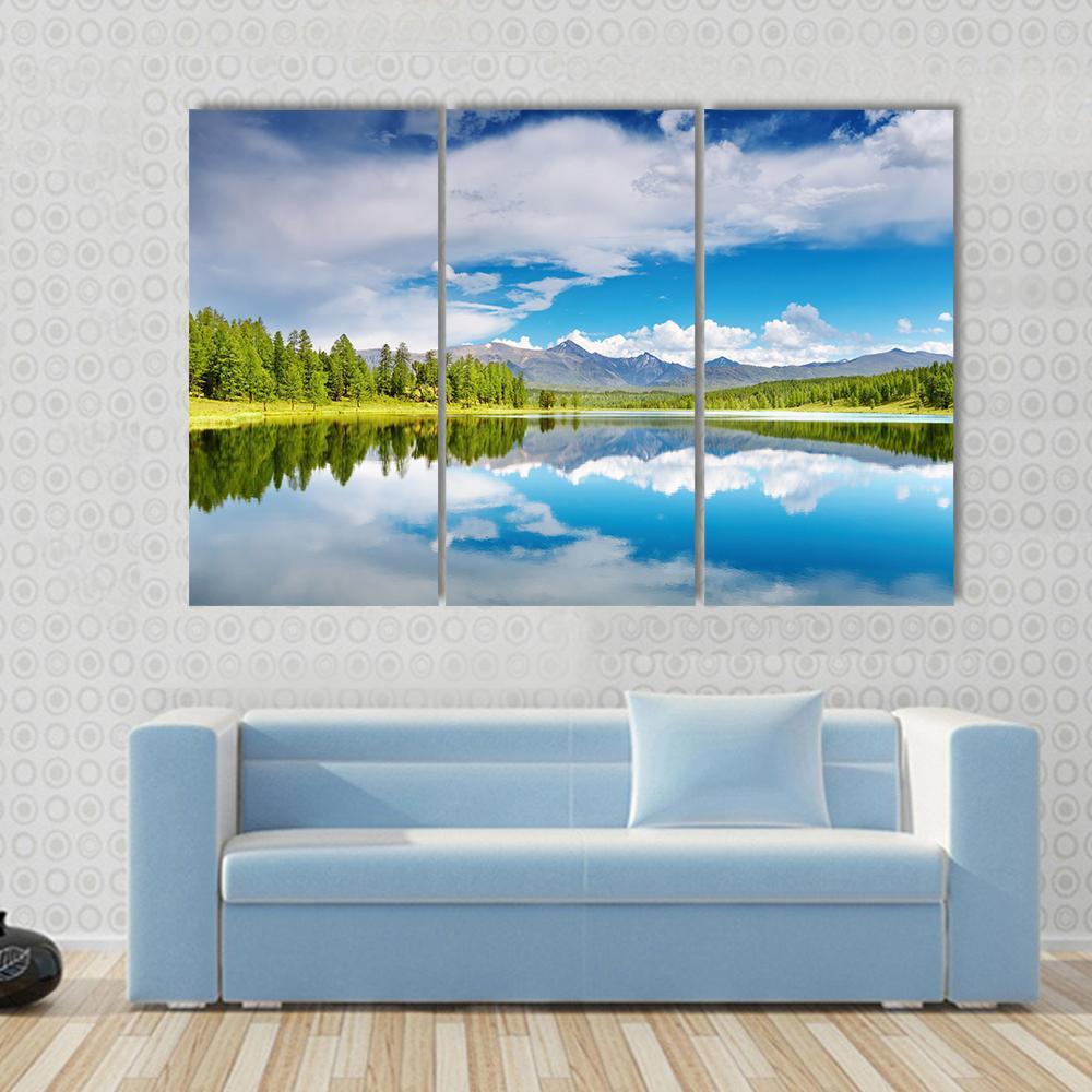 Lake Altai Mountains Canvas Wall Art-3 Horizontal-Gallery Wrap-37" x 24"-Tiaracle
