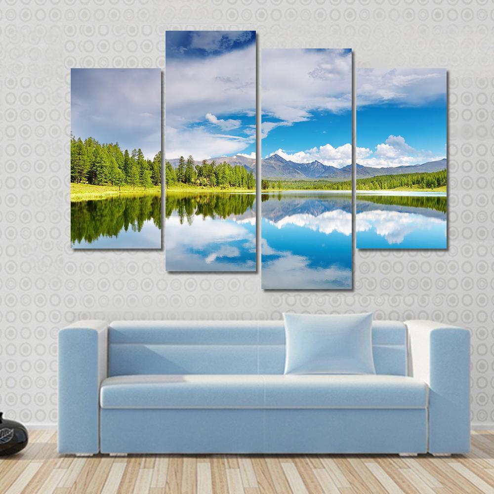 Lake Altai Mountains Canvas Wall Art-4 Pop-Gallery Wrap-50" x 32"-Tiaracle