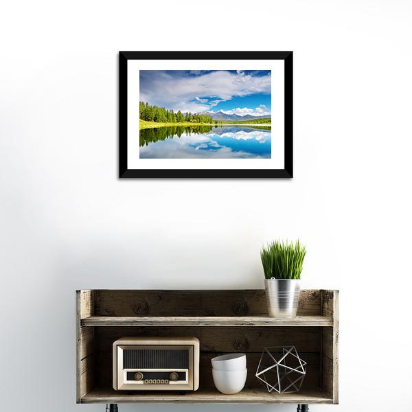 Lake Altai Mountains Canvas Wall Art-1 Piece-Framed Print-20" x 16"-Tiaracle