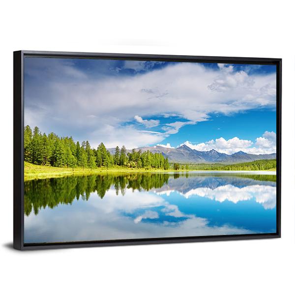 Lake Altai Mountains Canvas Wall Art-3 Horizontal-Gallery Wrap-25" x 16"-Tiaracle