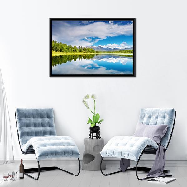 Lake Altai Mountains Canvas Wall Art-3 Horizontal-Gallery Wrap-25" x 16"-Tiaracle