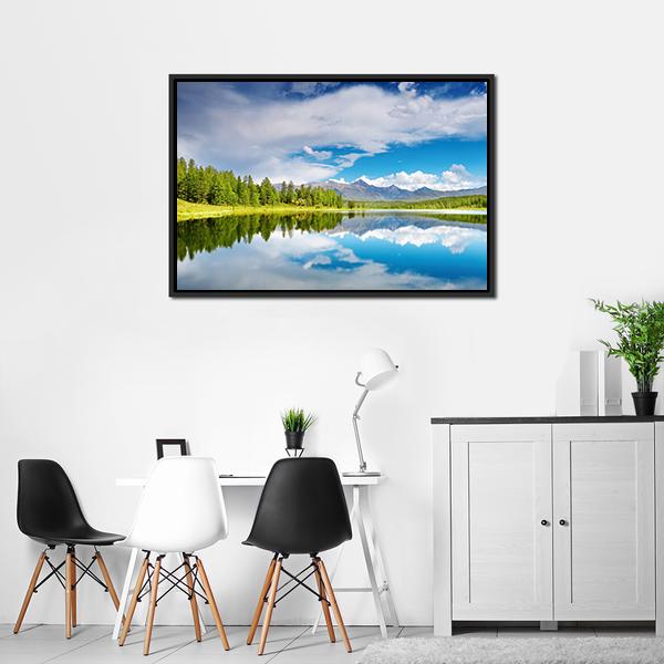 Lake Altai Mountains Canvas Wall Art-3 Horizontal-Gallery Wrap-25" x 16"-Tiaracle