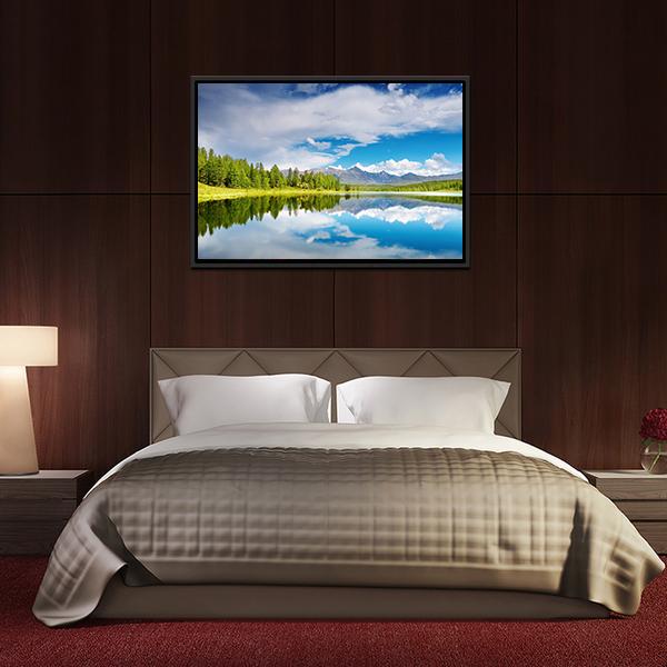 Lake Altai Mountains Canvas Wall Art-3 Horizontal-Gallery Wrap-25" x 16"-Tiaracle