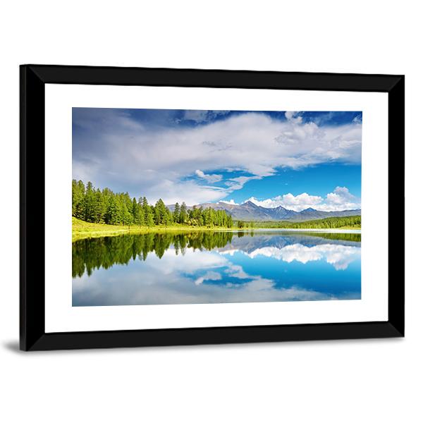 Lake Altai Mountains Canvas Wall Art-3 Horizontal-Gallery Wrap-25" x 16"-Tiaracle