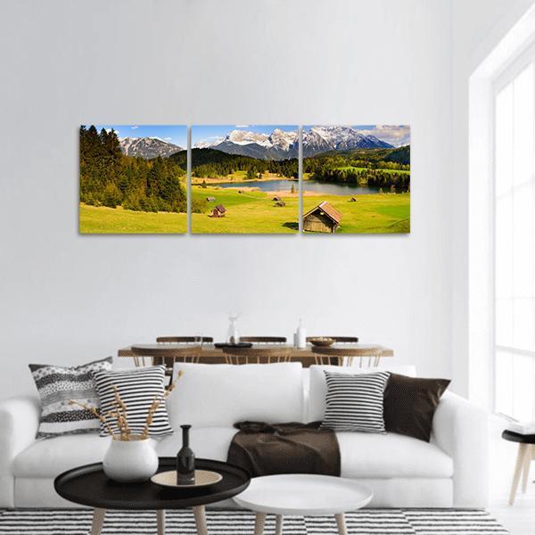 Lake &amp; Alps Mountains Bavaria Panoramic Canvas Wall Art-3 Piece-25" x 08"-Tiaracle