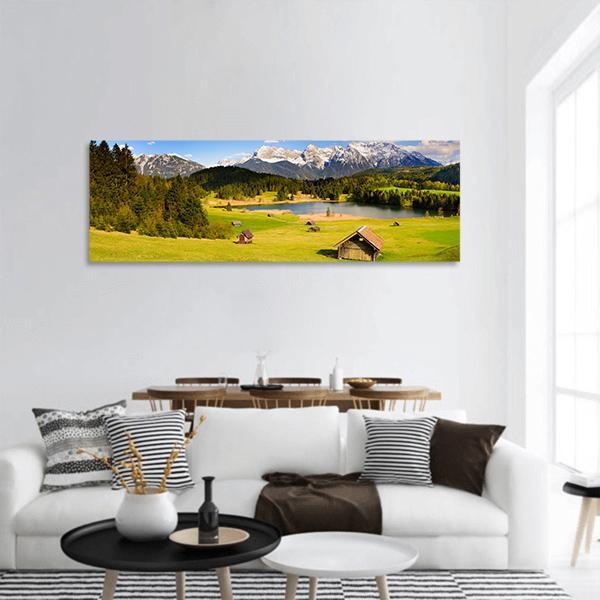 Lake &amp; Alps Mountains Bavaria Panoramic Canvas Wall Art-1 Piece-36" x 12"-Tiaracle