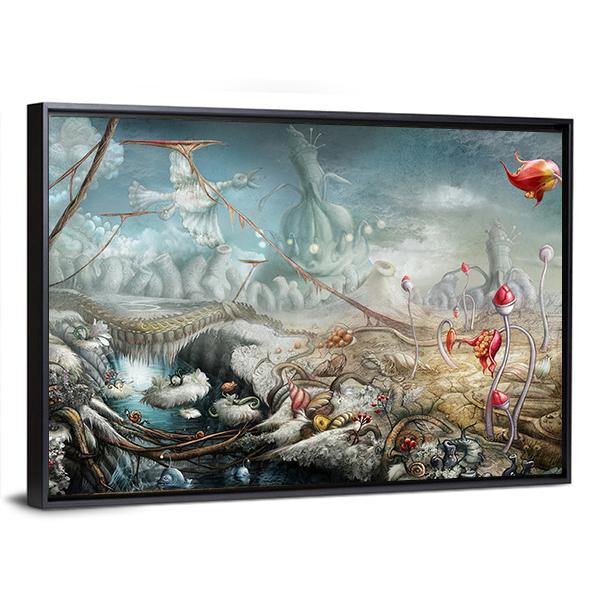 Lake And Flowers Canvas Wall Art-3 Horizontal-Gallery Wrap-25" x 16"-Tiaracle