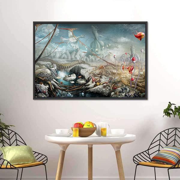 Lake And Flowers Canvas Wall Art-3 Horizontal-Gallery Wrap-25" x 16"-Tiaracle