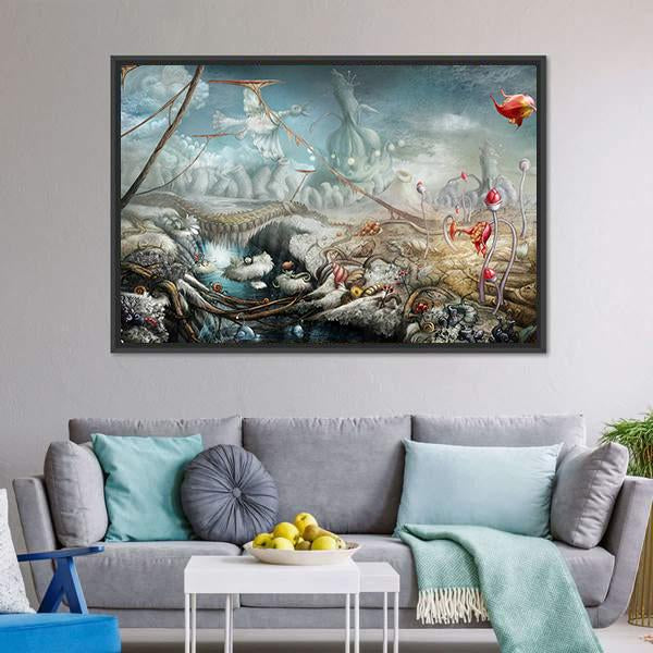 Lake And Flowers Canvas Wall Art-3 Horizontal-Gallery Wrap-25" x 16"-Tiaracle