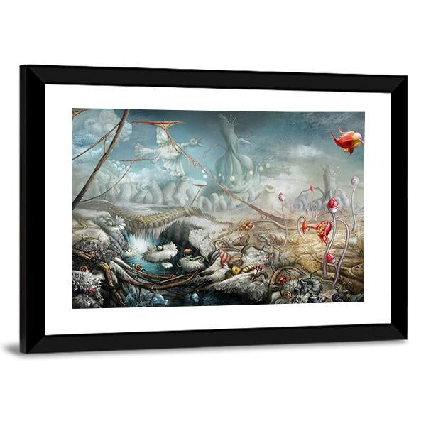 Lake And Flowers Canvas Wall Art-3 Horizontal-Gallery Wrap-25" x 16"-Tiaracle