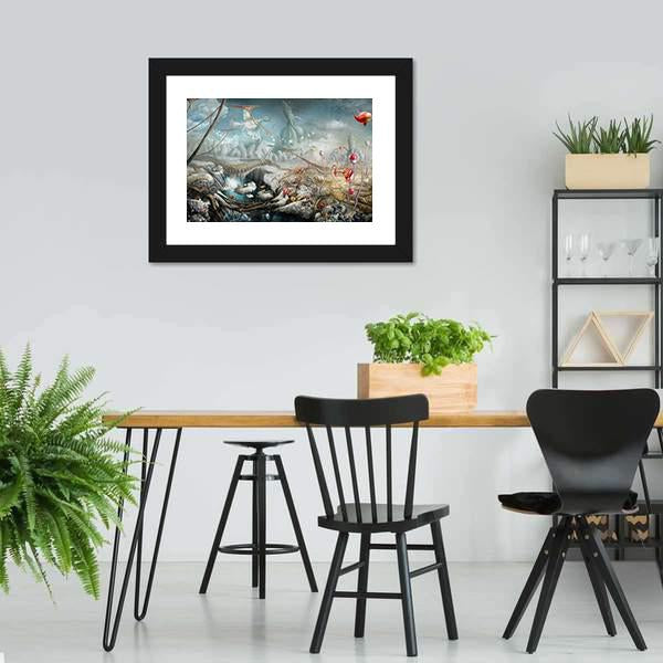 Lake And Flowers Canvas Wall Art-3 Horizontal-Gallery Wrap-25" x 16"-Tiaracle