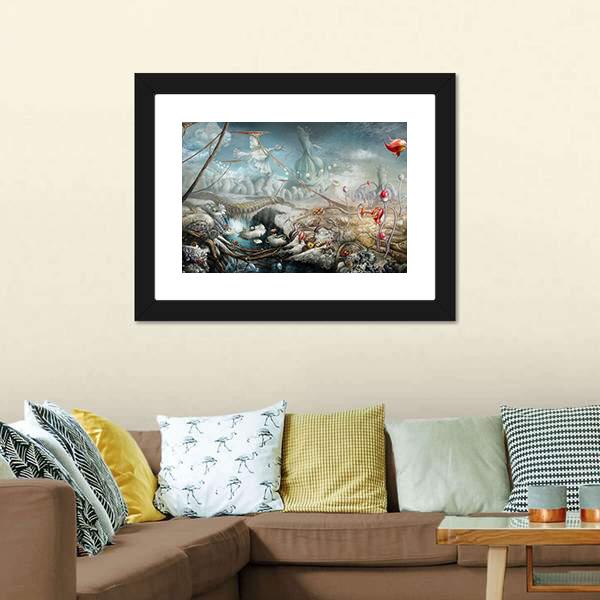 Lake And Flowers Canvas Wall Art-3 Horizontal-Gallery Wrap-25" x 16"-Tiaracle