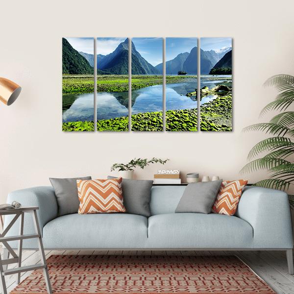 Lake &amp; Mitre Peak Canvas Wall Art-5 Horizontal-Gallery Wrap-22" x 12"-Tiaracle