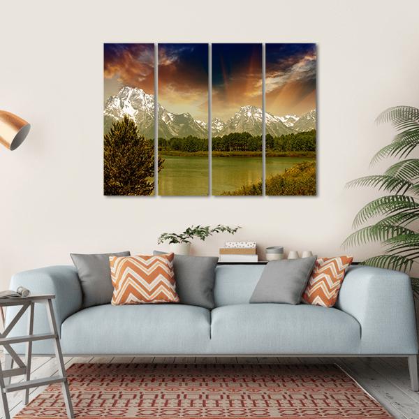 Grand Teton National Park Canvas Wall Art-4 Horizontal-Gallery Wrap-34" x 24"-Tiaracle